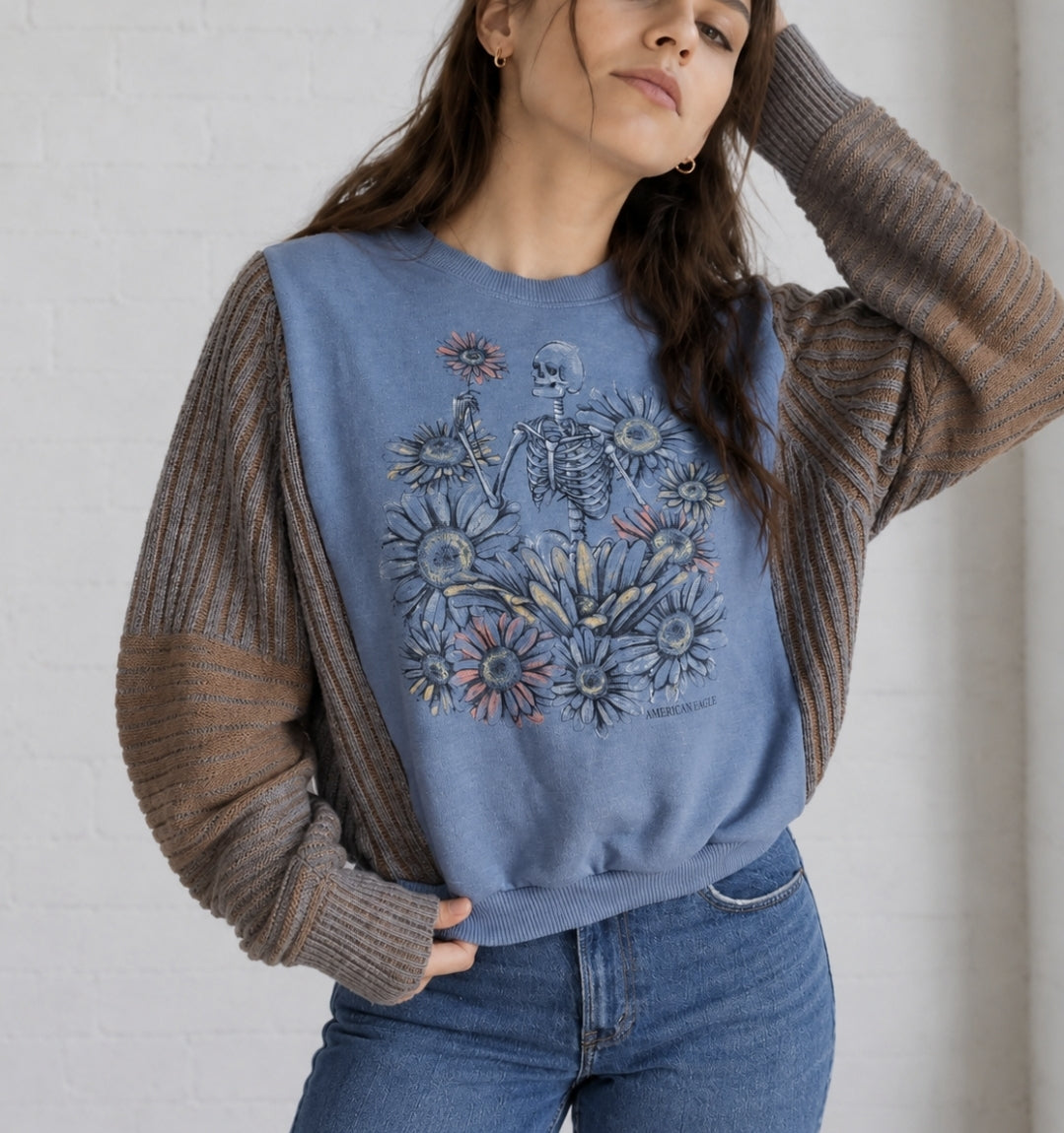 Skeleton Season Sweater Rework (fits up to M)