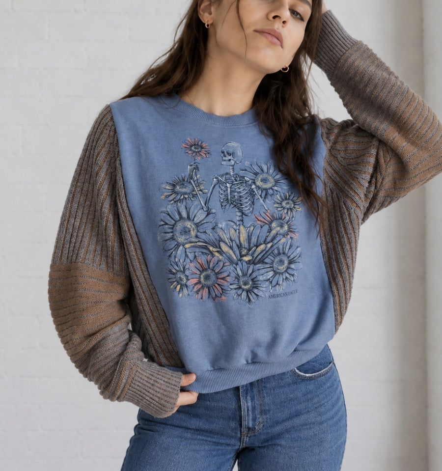 Skeleton Season Sweater Rework (fits up to M)