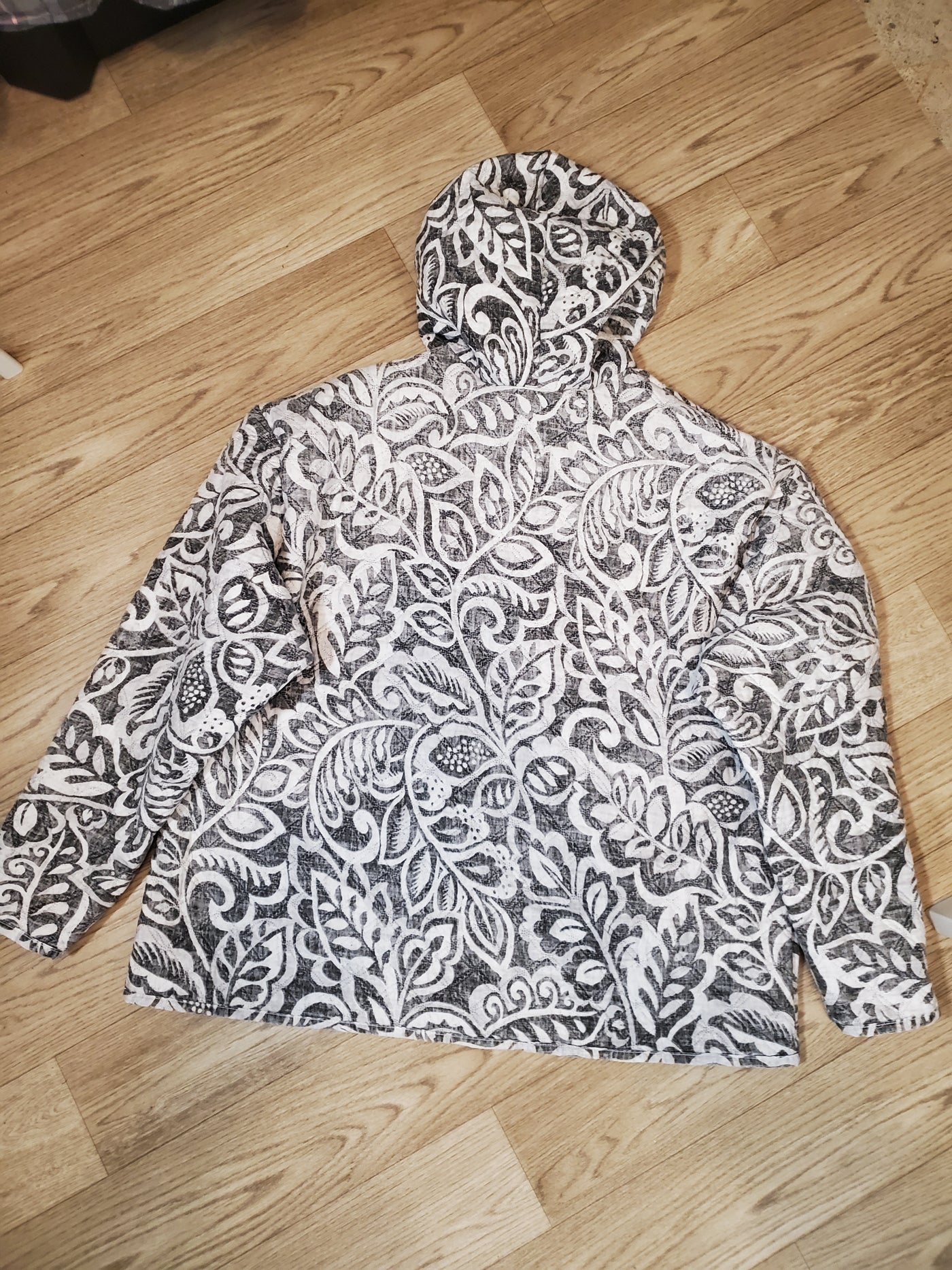 Ebony Petals Quilted Hoodie