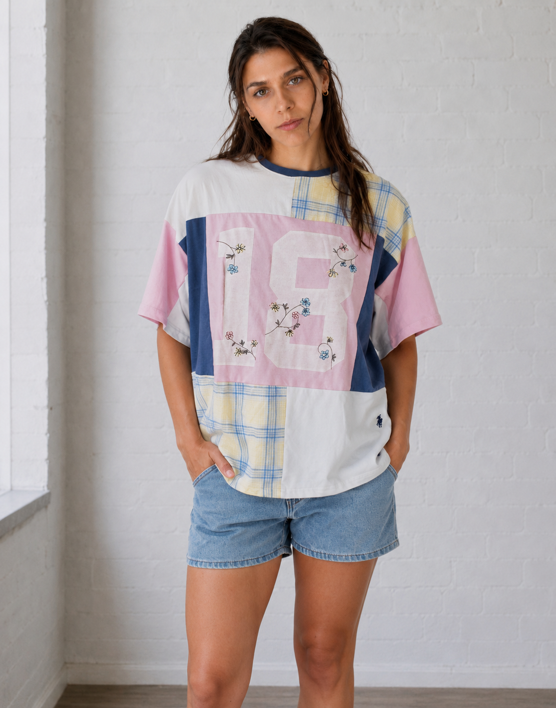 Petals & Plaid Patchwork Tee