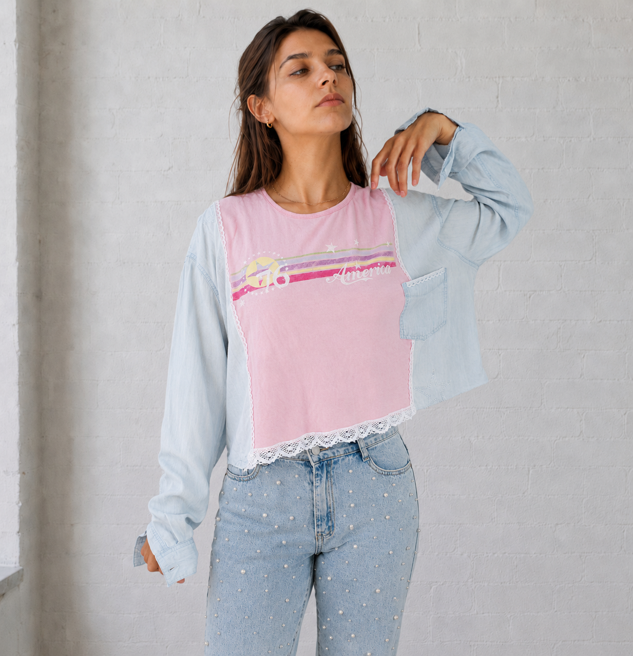 Star-Spangled Sweetheart Crop Campfire Tee