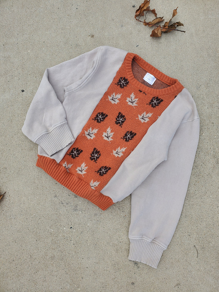 Autumn Leaves Sweater Rework Youth (L 8-10)