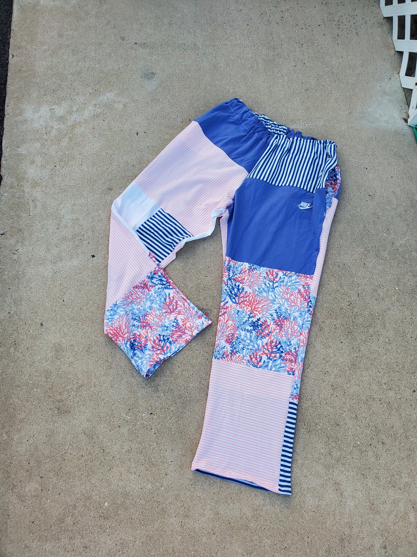 Seaside Mosaic Patchwork High-waisted Pants
