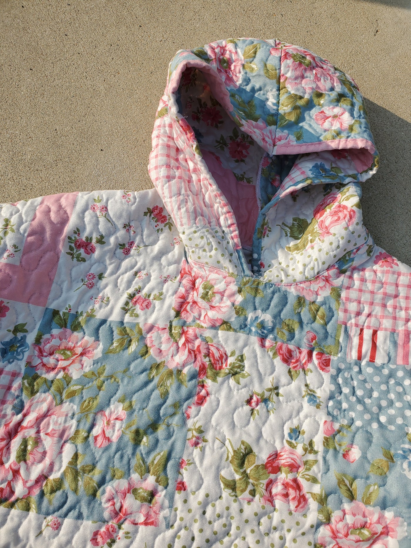 Sunday Bloom Patchwork Quilted Hoodie