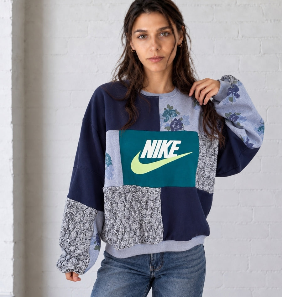 Indigo Fields Patchwork Crew (fits up to XL)