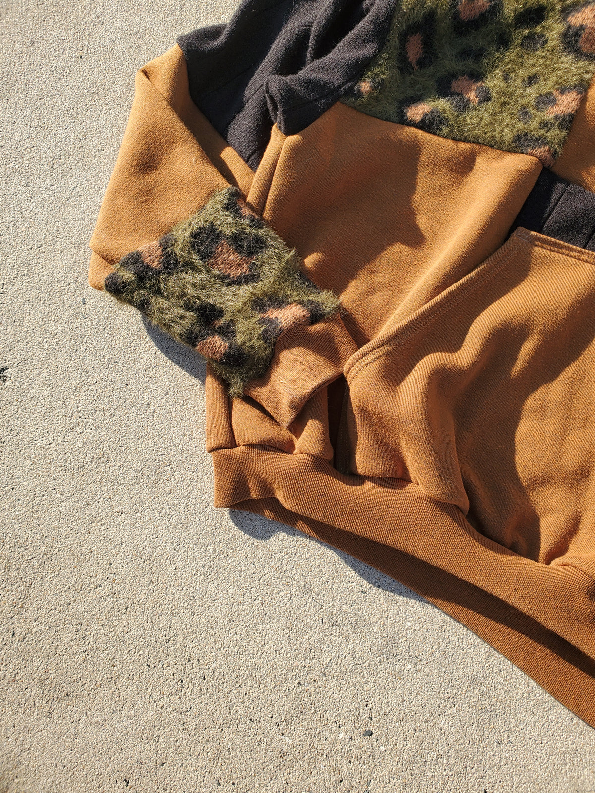 Autumn Leopard Patchwork Hoodie (L)