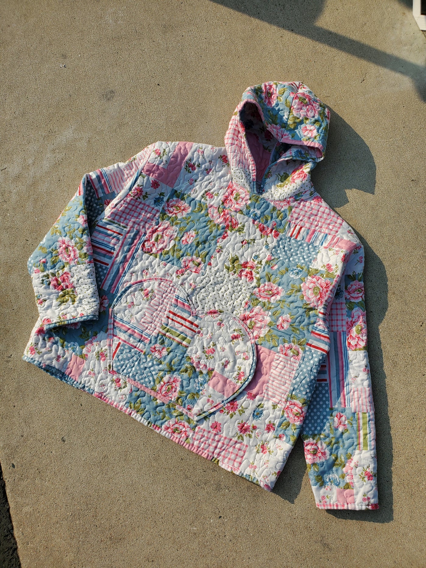 Sunday Bloom Patchwork Quilted Hoodie