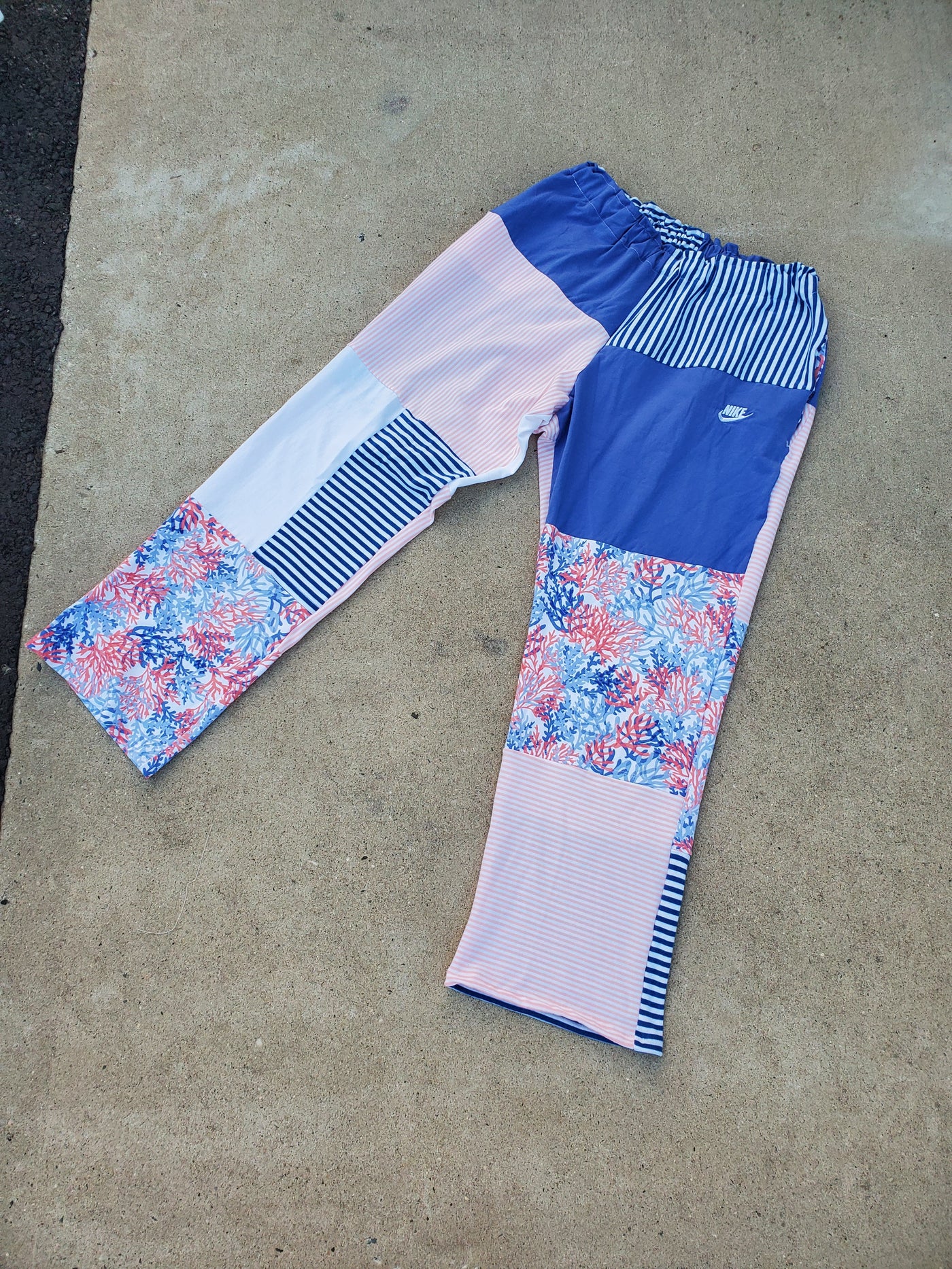 Seaside Mosaic Patchwork High-waisted Pants