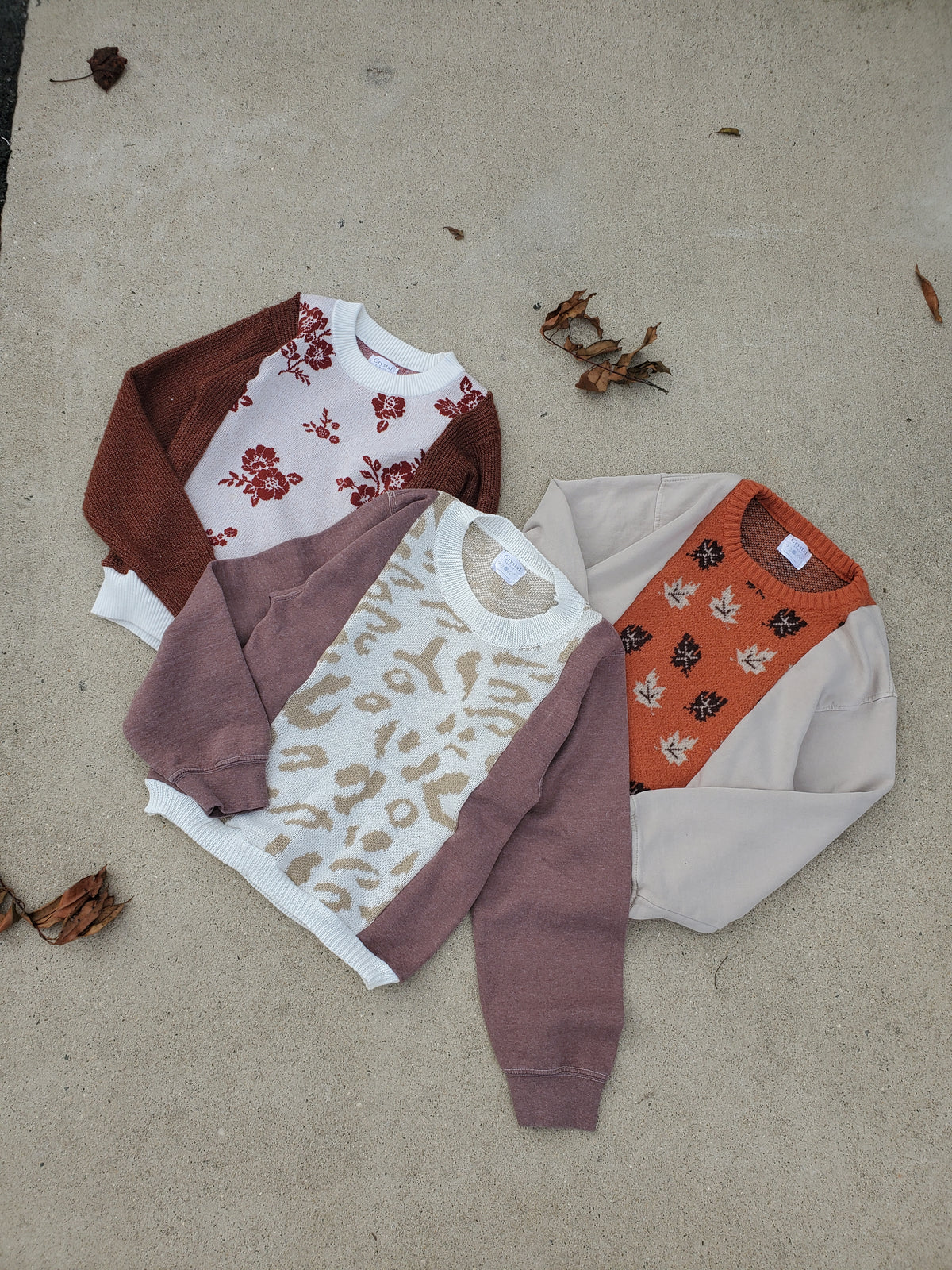 Autumn Leaves Sweater Rework Youth (L 8-10)