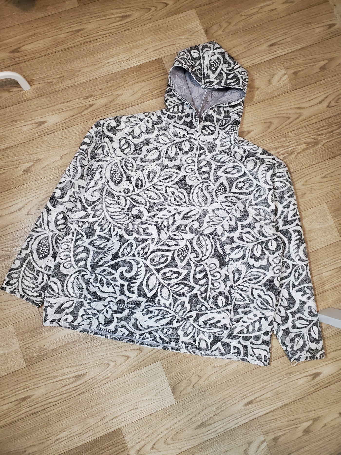 Ebony Petals Quilted Hoodie