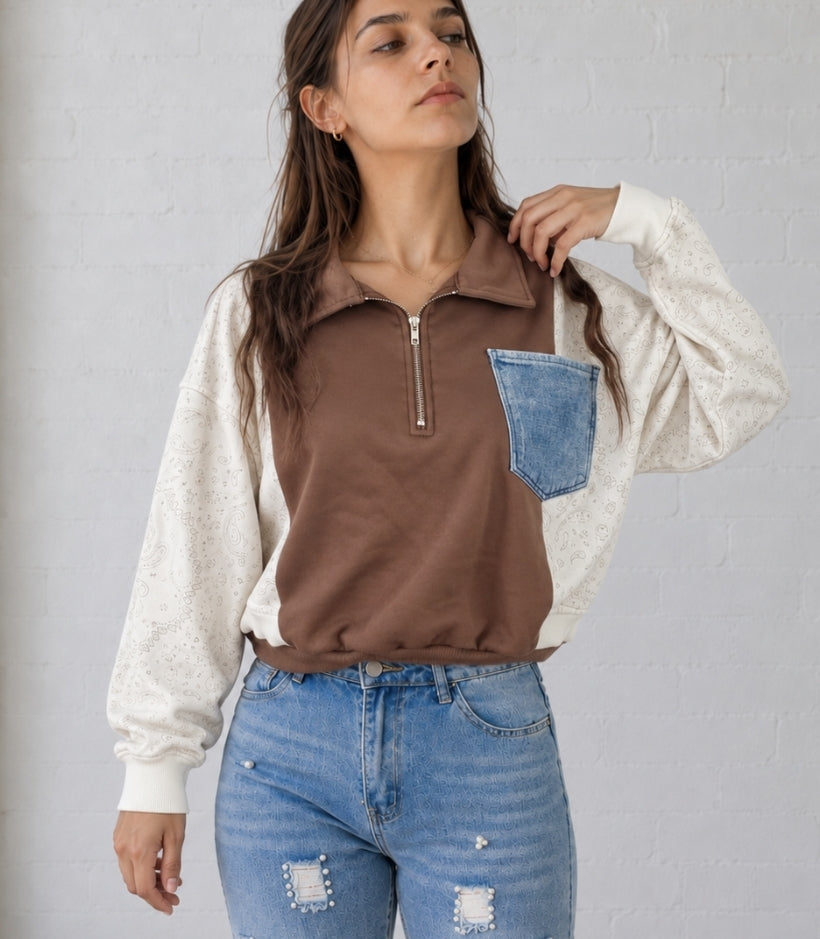 Cocoa & Denim Sweater Zip (fits up to L)