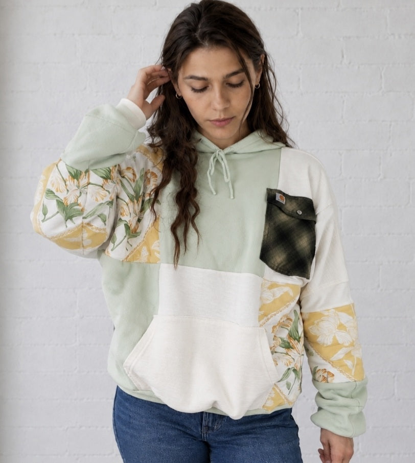 Meadow & Mint Patchwork Hoodie (fits up to XXL)