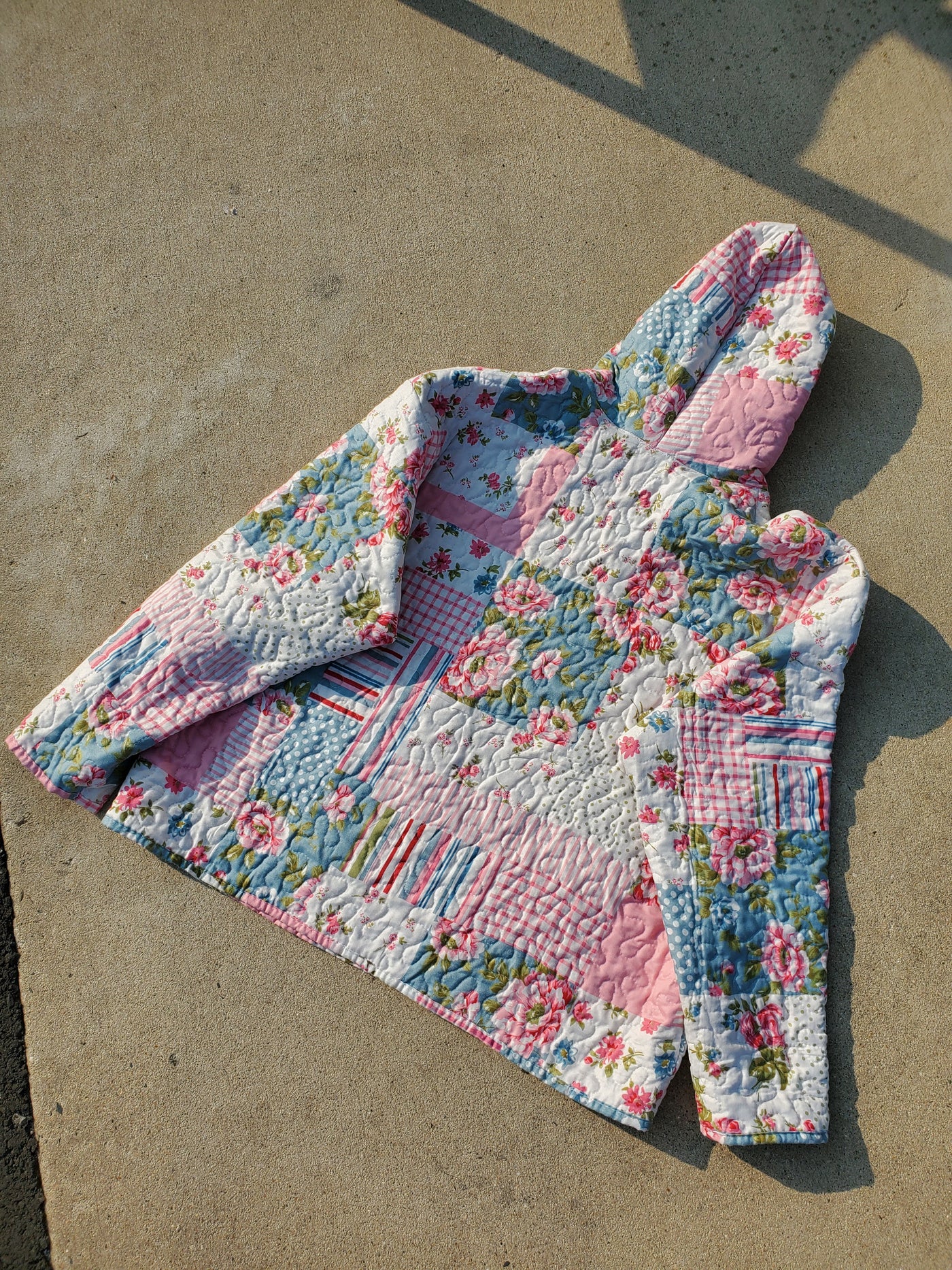 Sunday Bloom Patchwork Quilted Hoodie