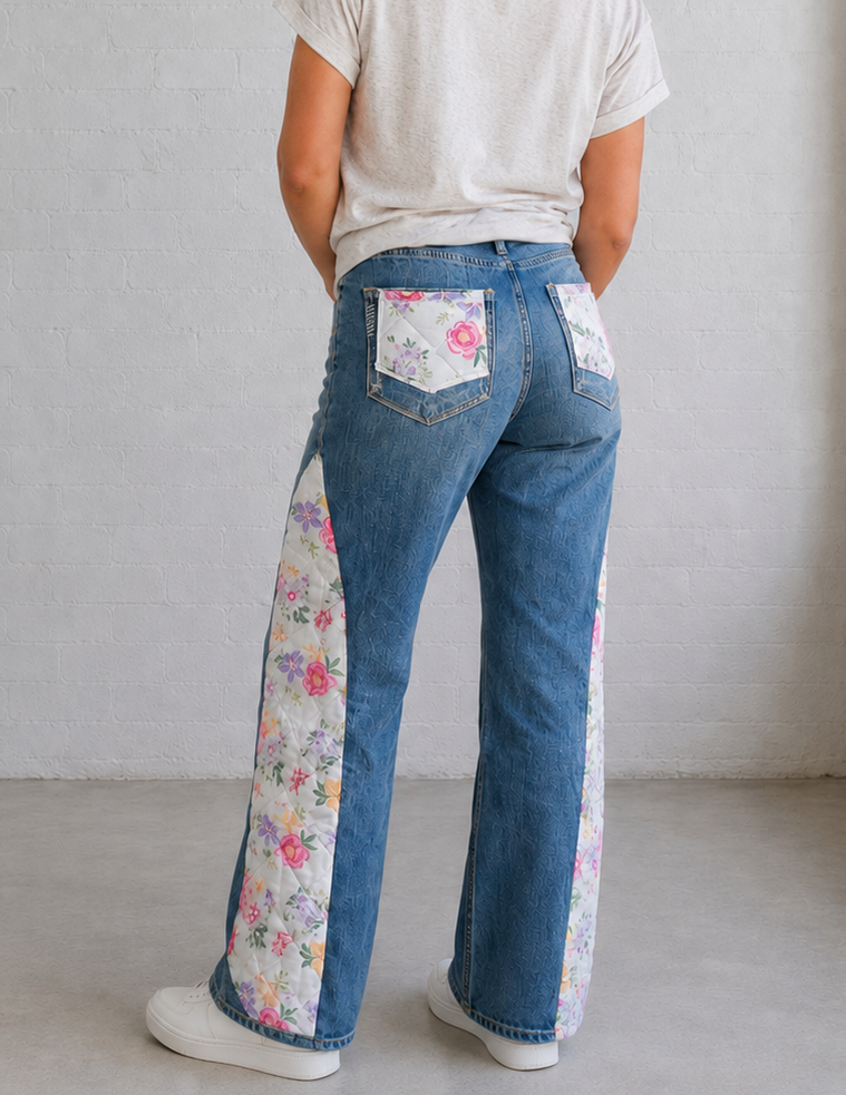 Petal Path Quilted Jeans