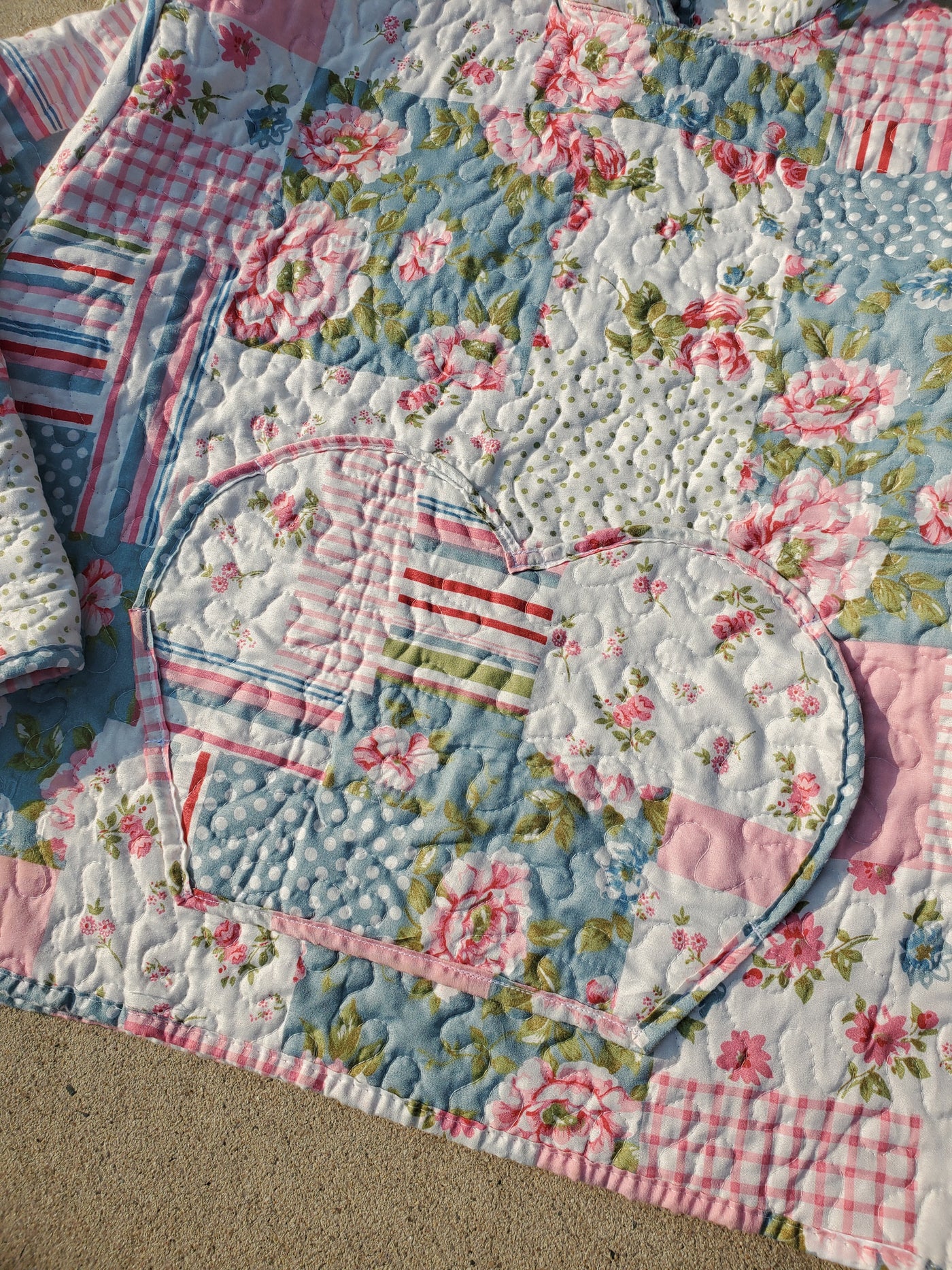 Sunday Bloom Patchwork Quilted Hoodie