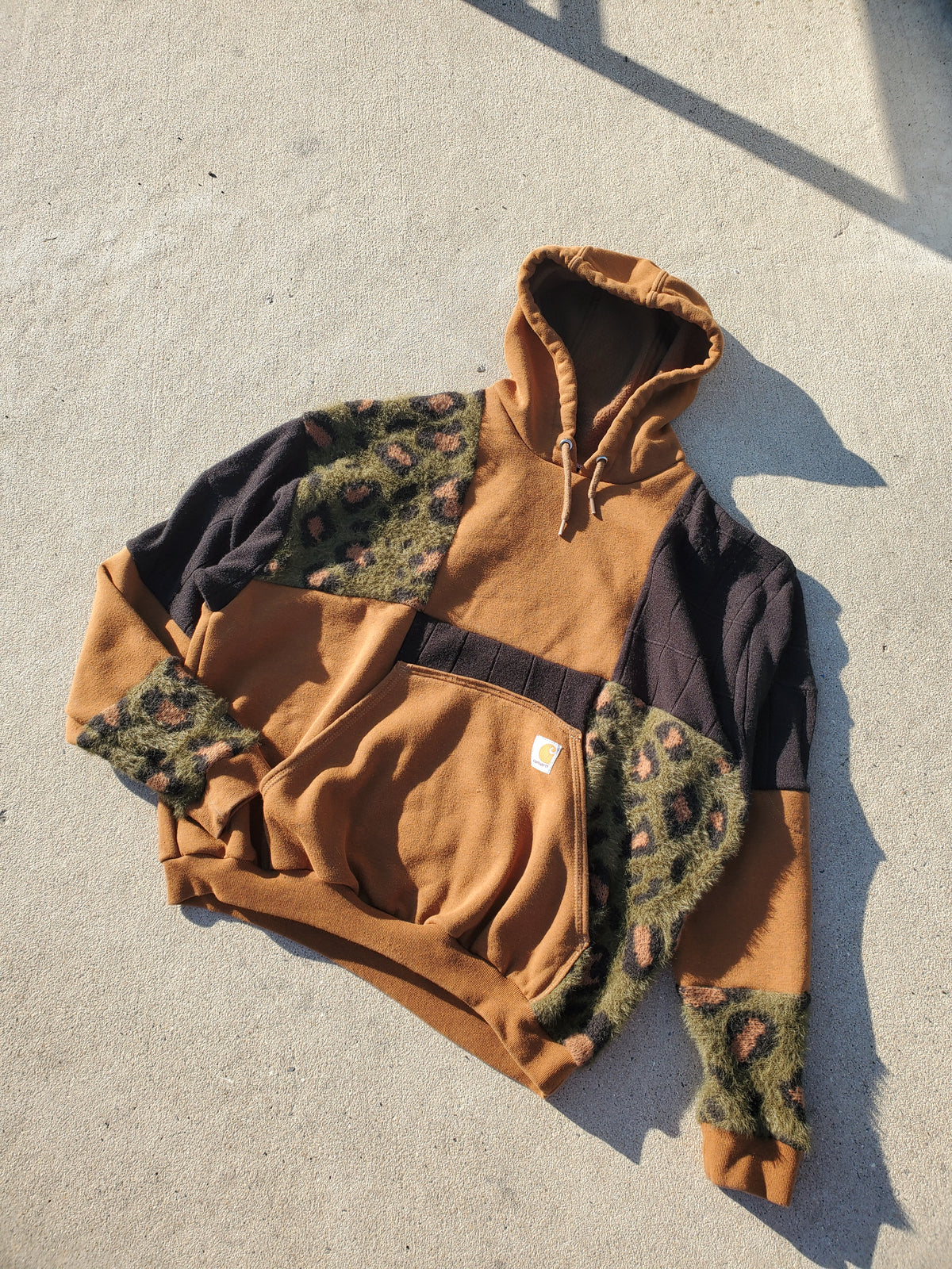 Autumn Leopard Patchwork Hoodie (L)