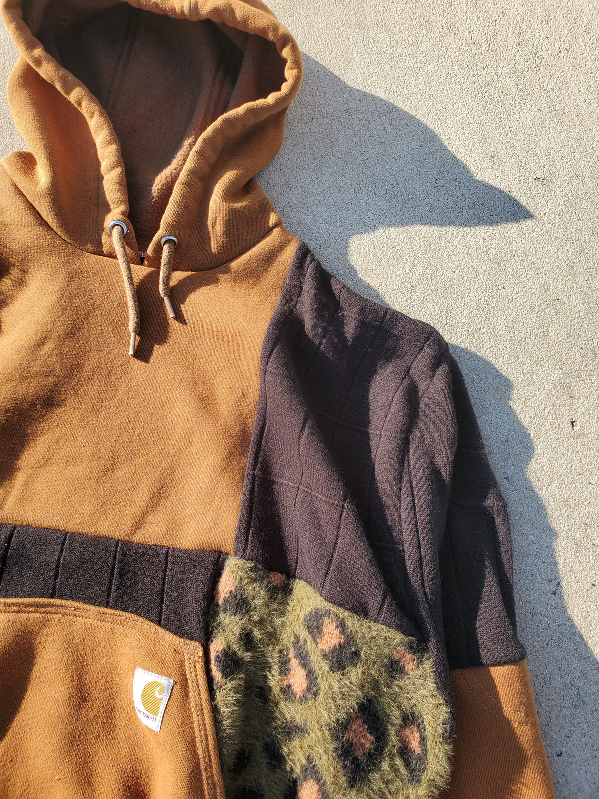 Autumn Leopard Patchwork Hoodie (L)