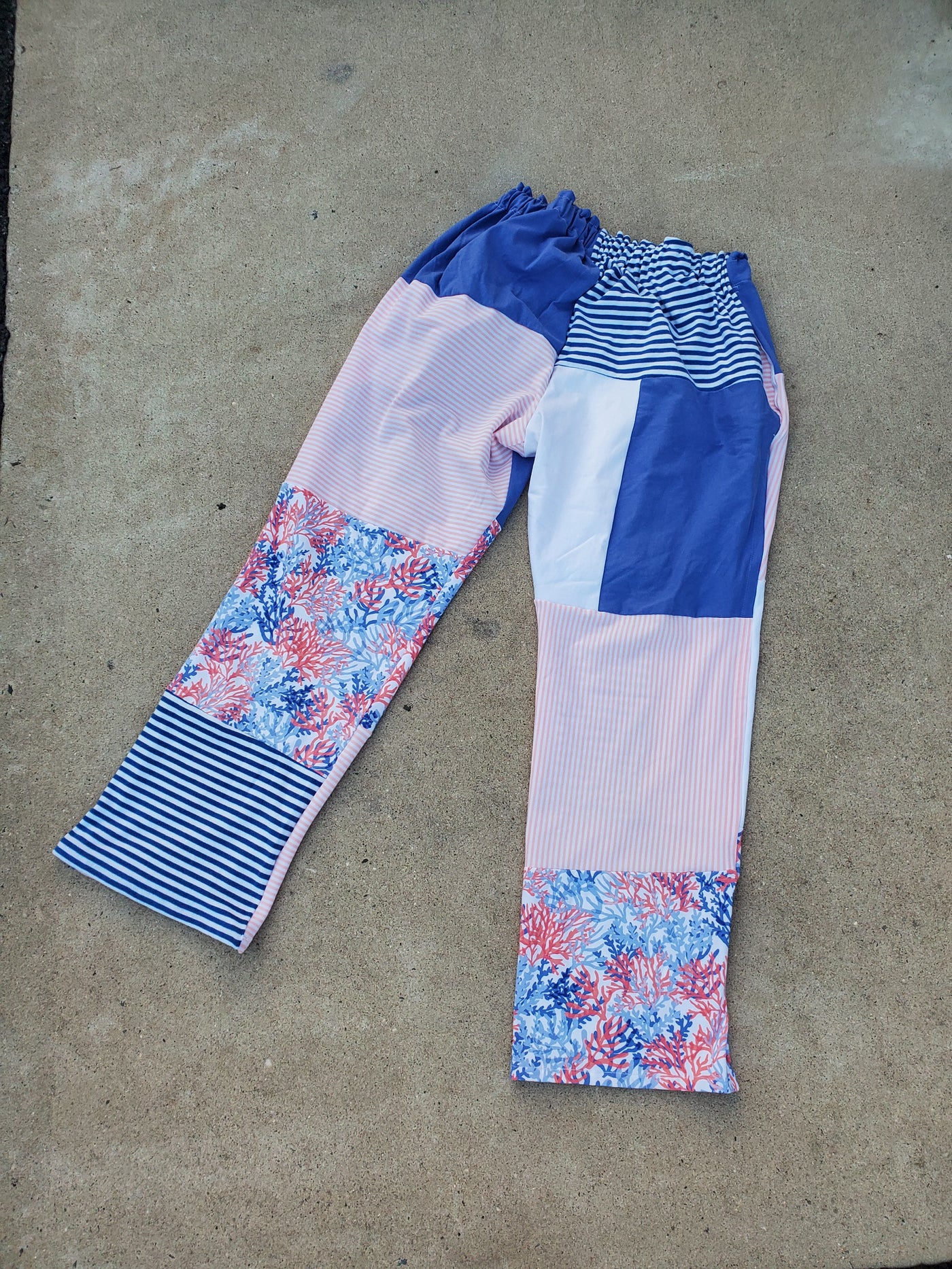 Seaside Mosaic Patchwork High-waisted Pants