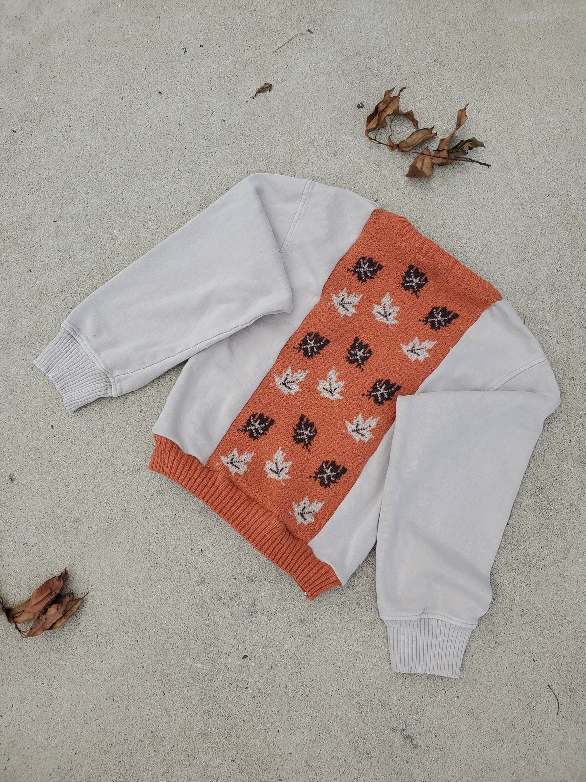 Autumn Leaves Sweater Rework Youth (L 8-10)
